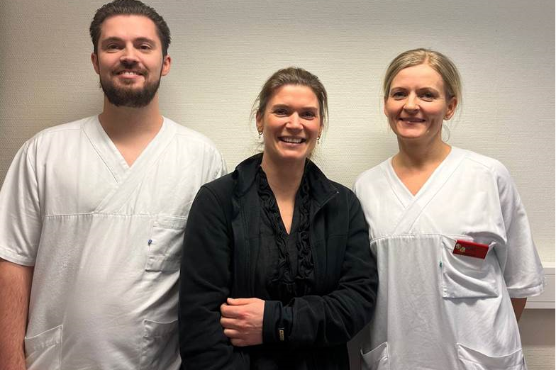 Prosjektdeltakerne fra Behandlingshjelpemidler. F.v.: Tommy Bøe Urdahl, Kristine Reinsbø Mathisen og Siri Hovinbøle.