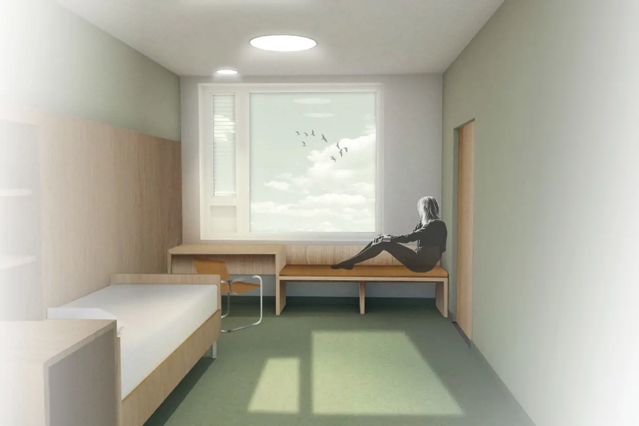 Illustrasjonsbilde av sengeplass ved det nye sykehuset i Drammen.