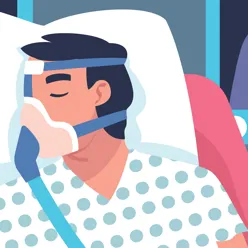 illustrasjon av menneske med CPAP-maskin