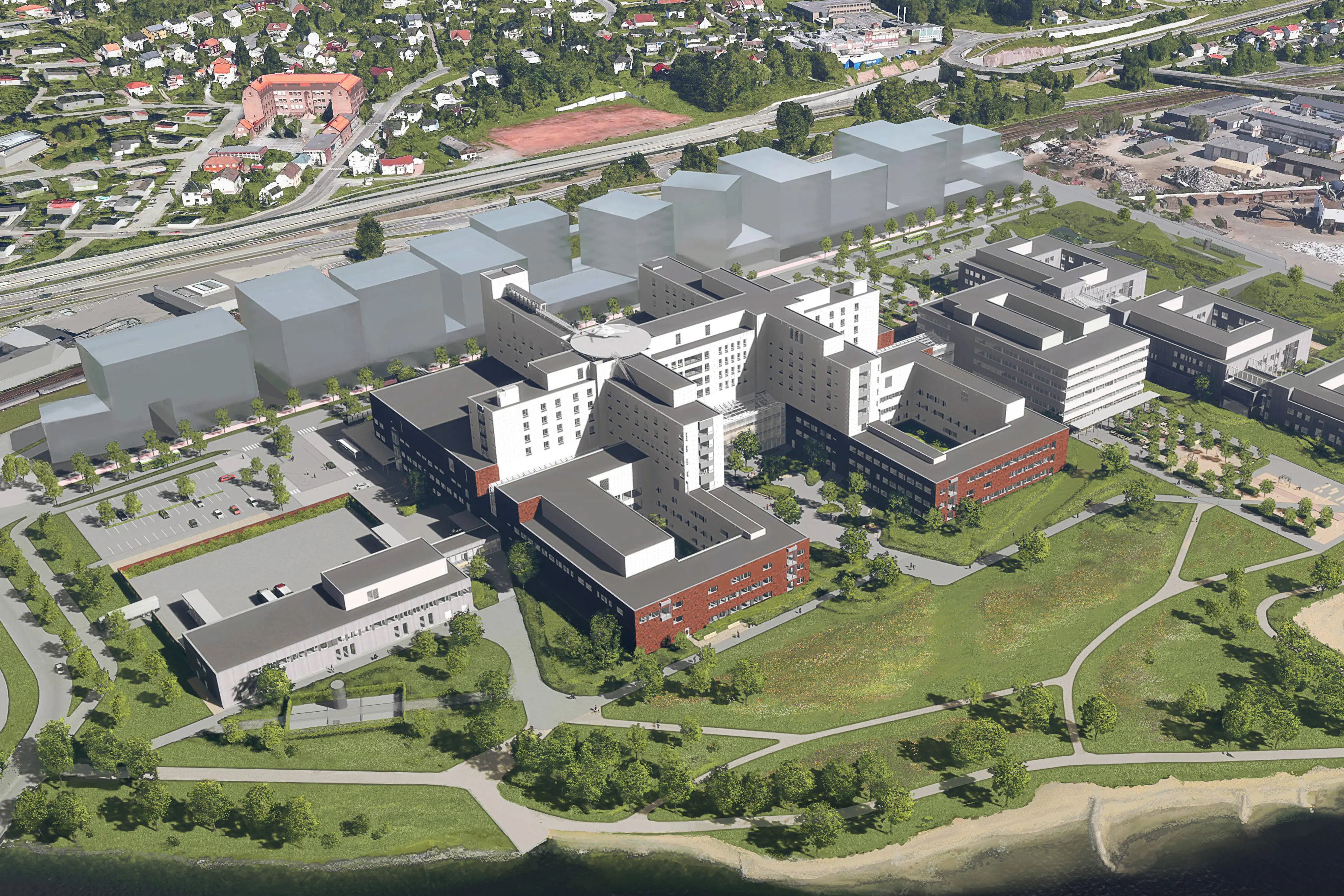 Oversiktsbilde nytt sykehus i Drammen