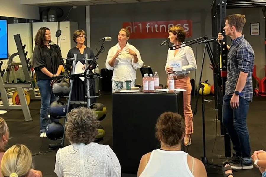 Presentasjon av Prehabilitering under Arendalsuka. F.v: Randi Andreassen, Lisbeth Hammer Krogh, Guro Kleve, Helle Arnesen