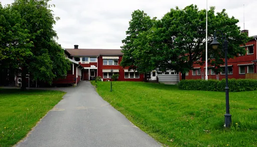 En vei som fører til en bygning